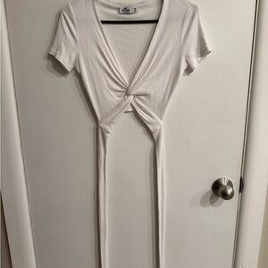 Hollister White Ribbed crop top xs